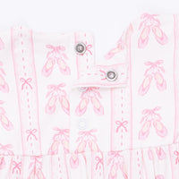 Ballet Shoes Ribbon Stripe - Ruffle Sleeve Snap Romper