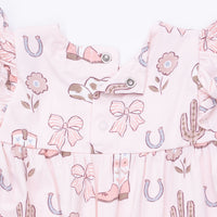 Cowgirl Boots and Bows - Ruffle Sleeve Snap Romper