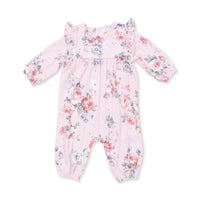 Painterly Rose Bouquets - Ruffle Sleeve Snap Romper