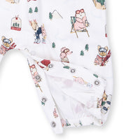 Winter Sports Dogs Pink - Ruffle Sleeve Snap Romper