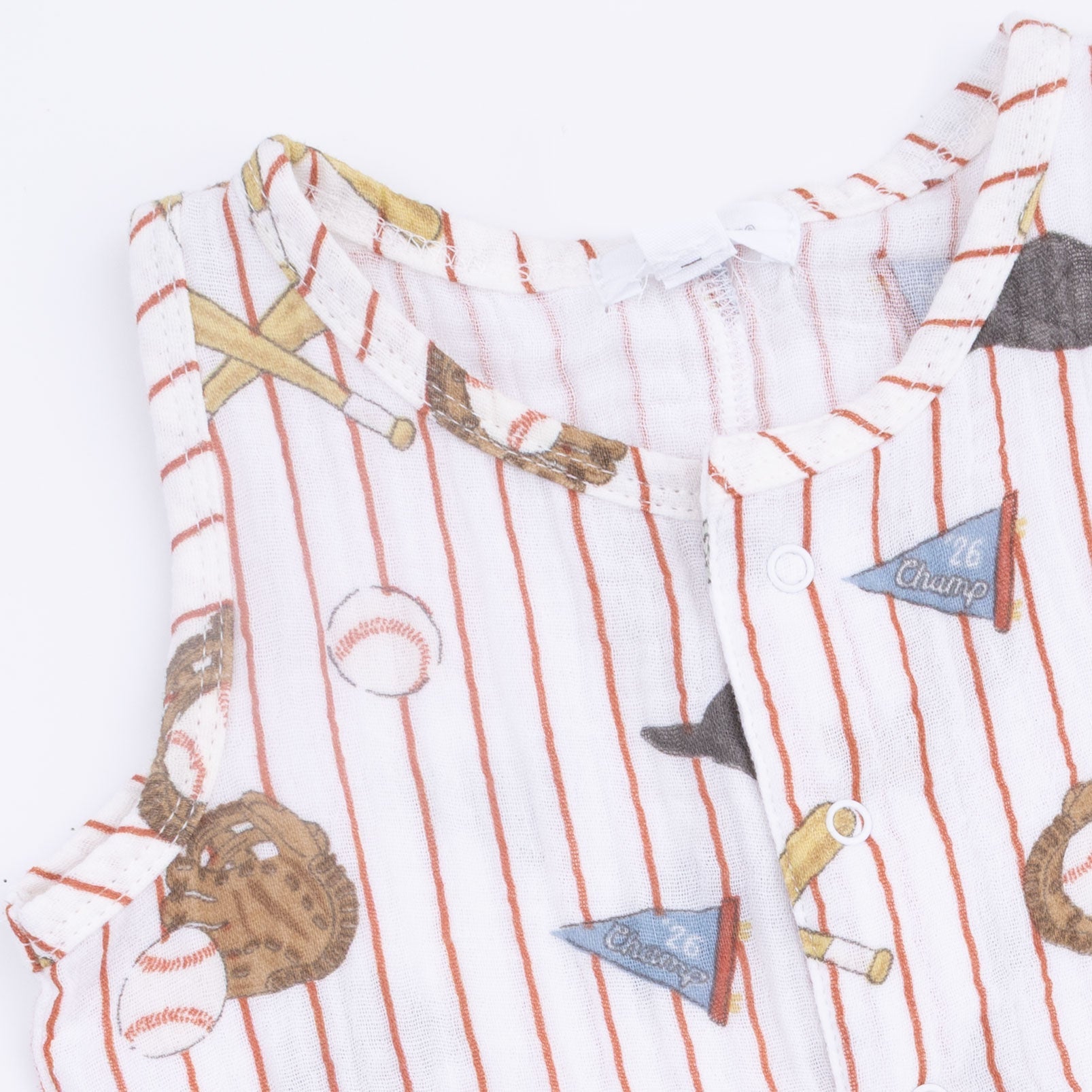 Vintage Baseball Stripe - Muslin Sleeveless Shortie Romper with Bucket Hat
