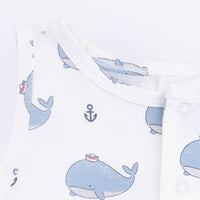 Bubbly Sailor Whales Blue - Short Playsuit