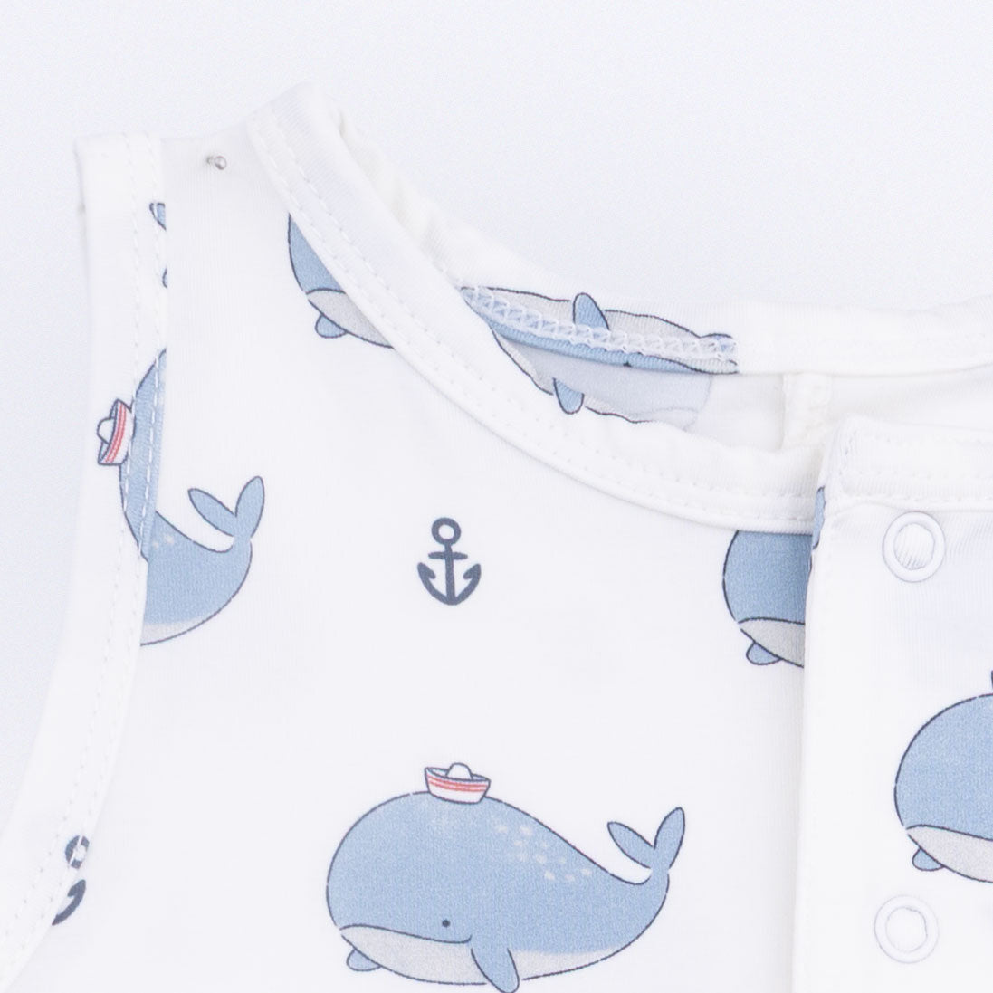 Bubbly Sailor Whales Blue - Short Playsuit