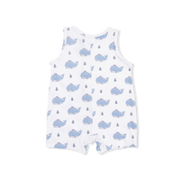 Bubbly Sailor Whales Blue - Sleeveless Shortie Romper