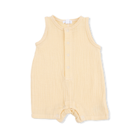 Solid Muslin Italian Straw - Sleeveless Shortie Romper