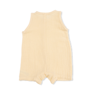 Solid Muslin Italian Straw - Sleeveless Shortie Romper