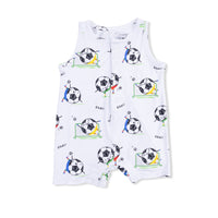 Soccer Balls Playing Soccer  Blue - Sleeveless Shortie Romper