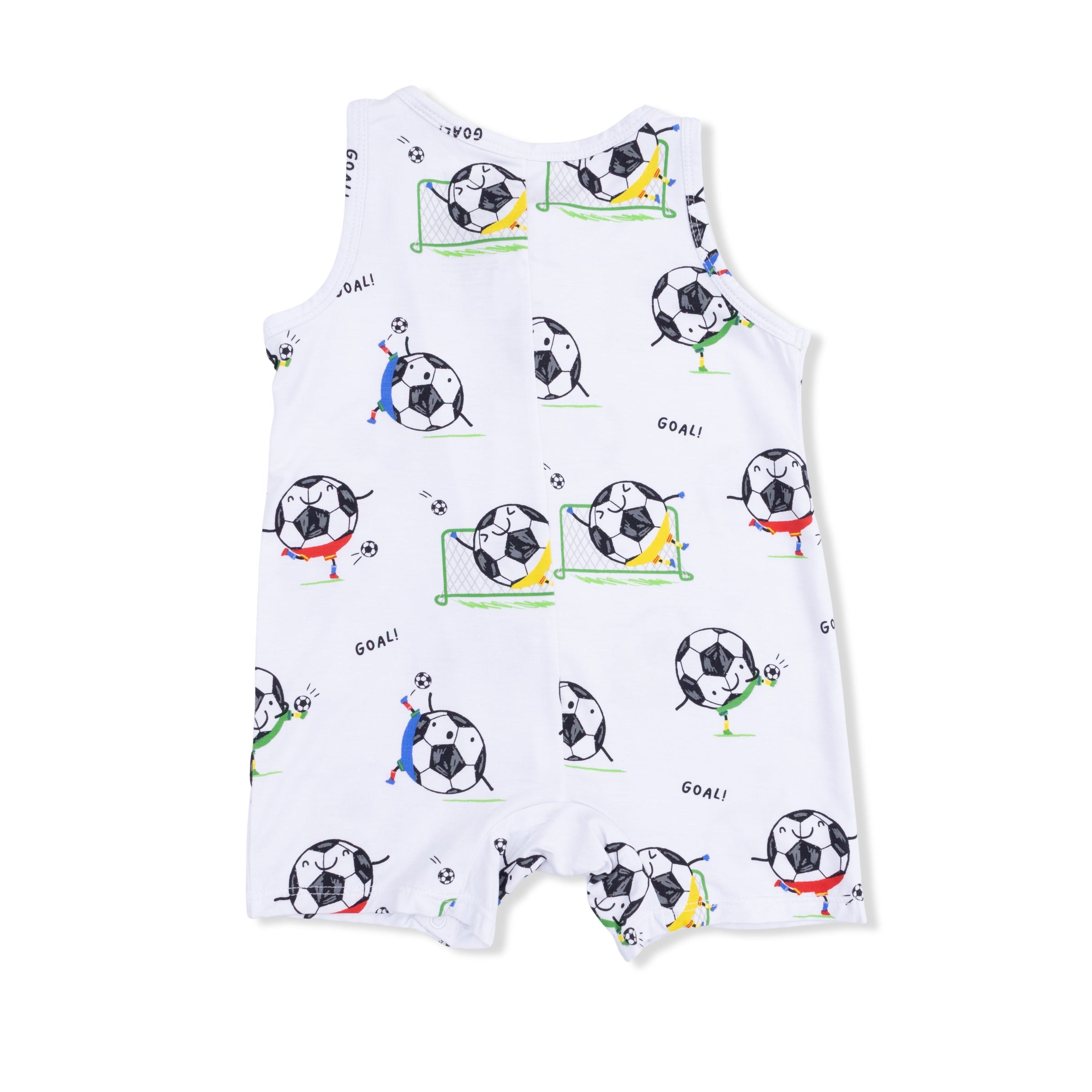 Soccer Balls Playing Soccer  Blue - Sleeveless Shortie Romper