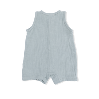 Solid Muslin Jadeite - Sleeveless Shortie Romper