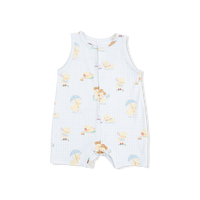 Vintage Spring Ducklings Green - Sleeveless Shortie Romper