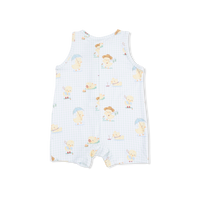 Vintage Spring Ducklings Green - Sleeveless Shortie Romper