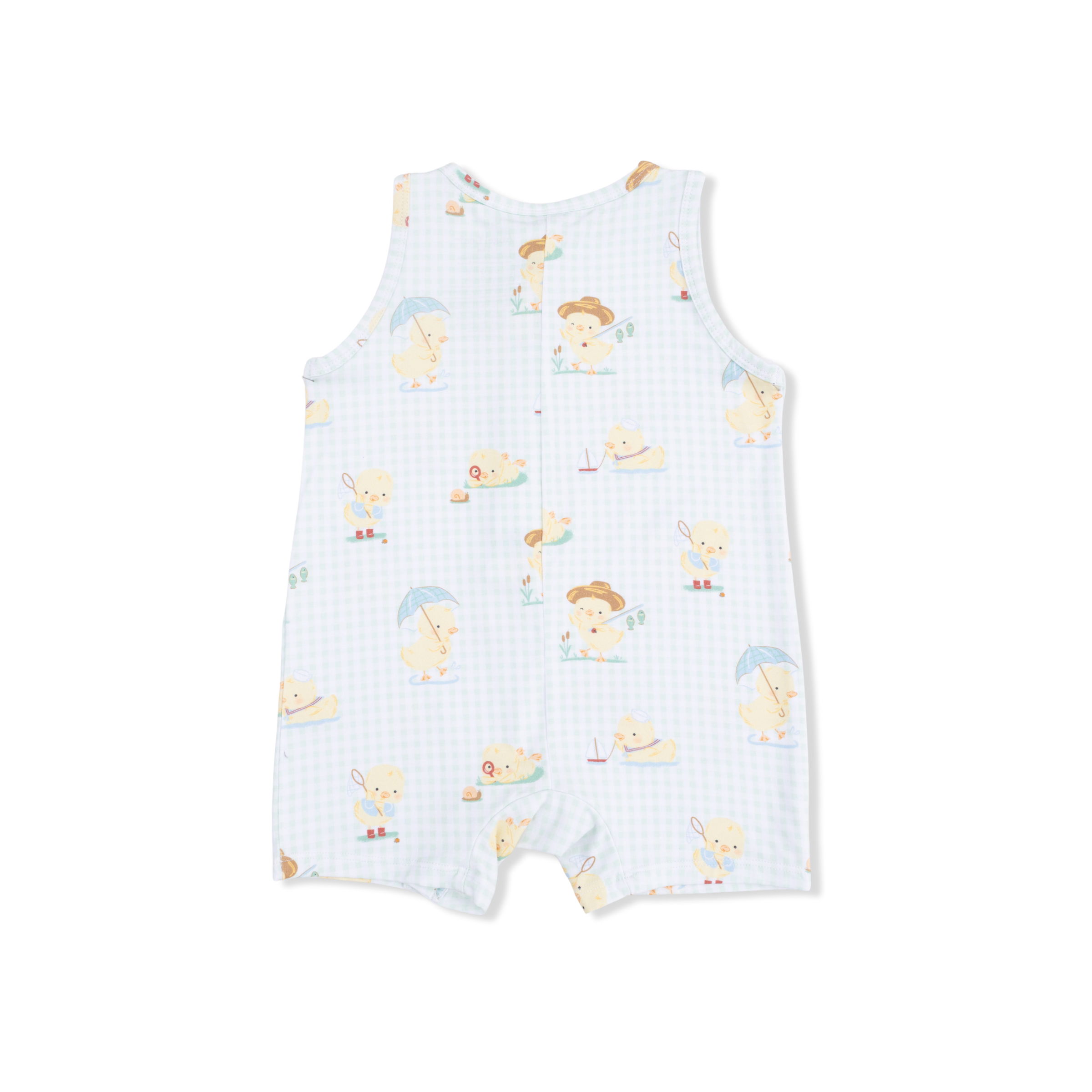 Vintage Spring Ducklings Green - Sleeveless Shortie Romper