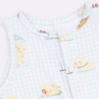Vintage Spring Ducklings Green - Sleeveless Shortie Romper