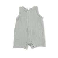 Solid Muslin Desert Green - Sleeveless Shortie Romper