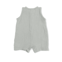 Solid Muslin Desert Green - Sleeveless Shortie Romper