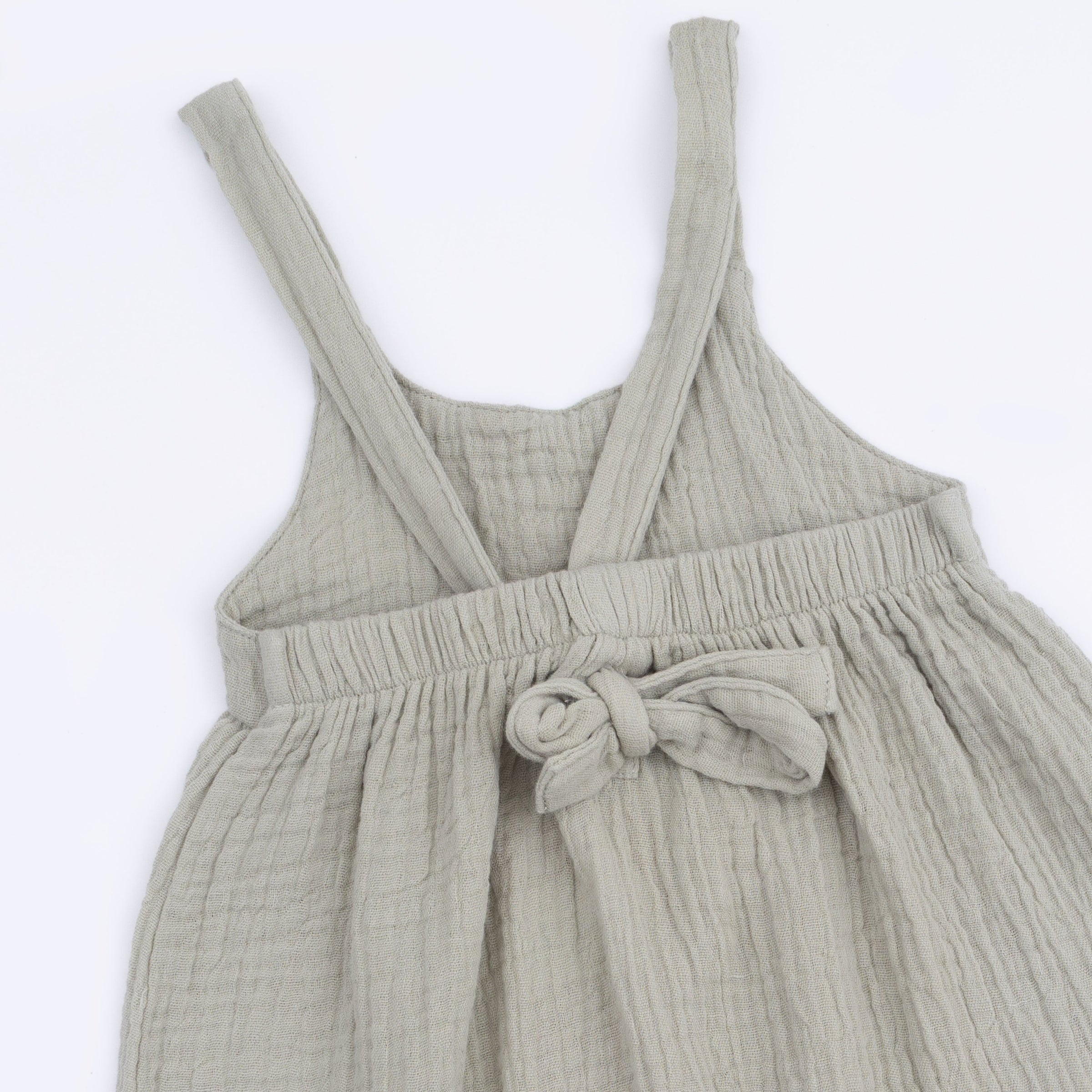 Solid Muslin Desert Green - Tie Back Romper