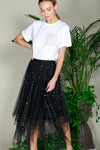 Heather Star Foil Mesh Midi Skirt