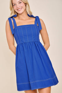Amanda Tie Strap Babydoll Dress – Spring to Game Day Poplin Charm