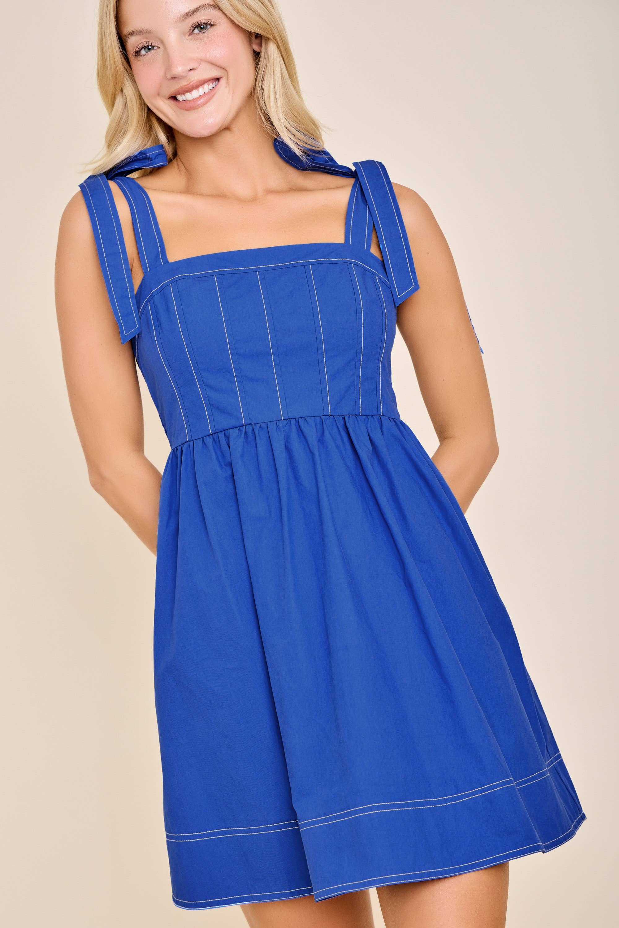 Amanda Tie Strap Babydoll Dress – Spring to Game Day Poplin Charm