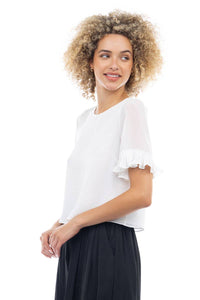 Pleated Ruffle Sleeve Blouse