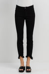 Mid Rise Black Fringe Hem Skinny