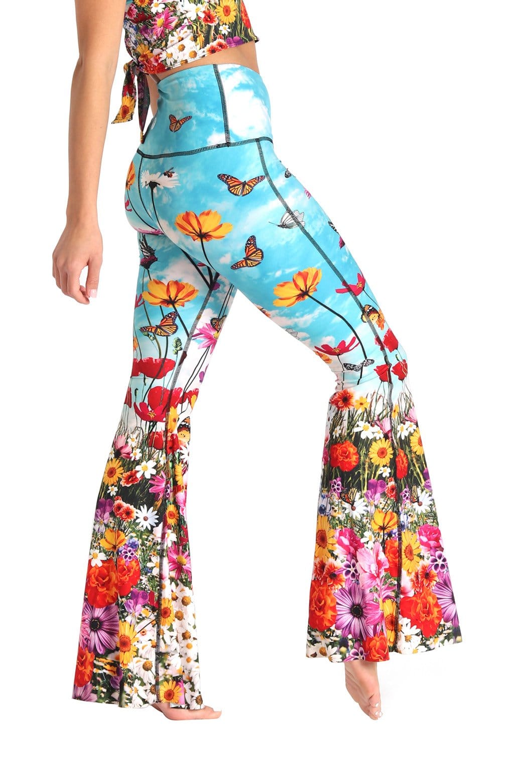 Flower Bomb Printed Bell Bottoms