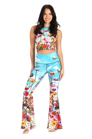 Flower Bomb Printed Bell Bottoms