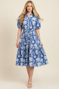 ANDREA- FLORAL PRINT TIERED MIDI DRESS