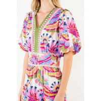 Meg - Puff Sleeve Pattern Tiered Dress