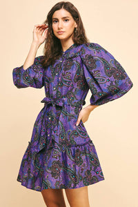 Reagan - Paisley Print Tiered Mini Dress