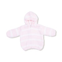 Chenille - Pretty Pink & Ivory Stripe Hooded Jacket