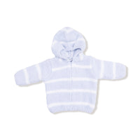 Chenille - Light Blue & Ivory Stripe Hooded Jacket