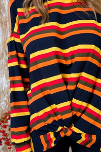 Sally - Multi Print Twist Front Cold Shoulder Knit Top