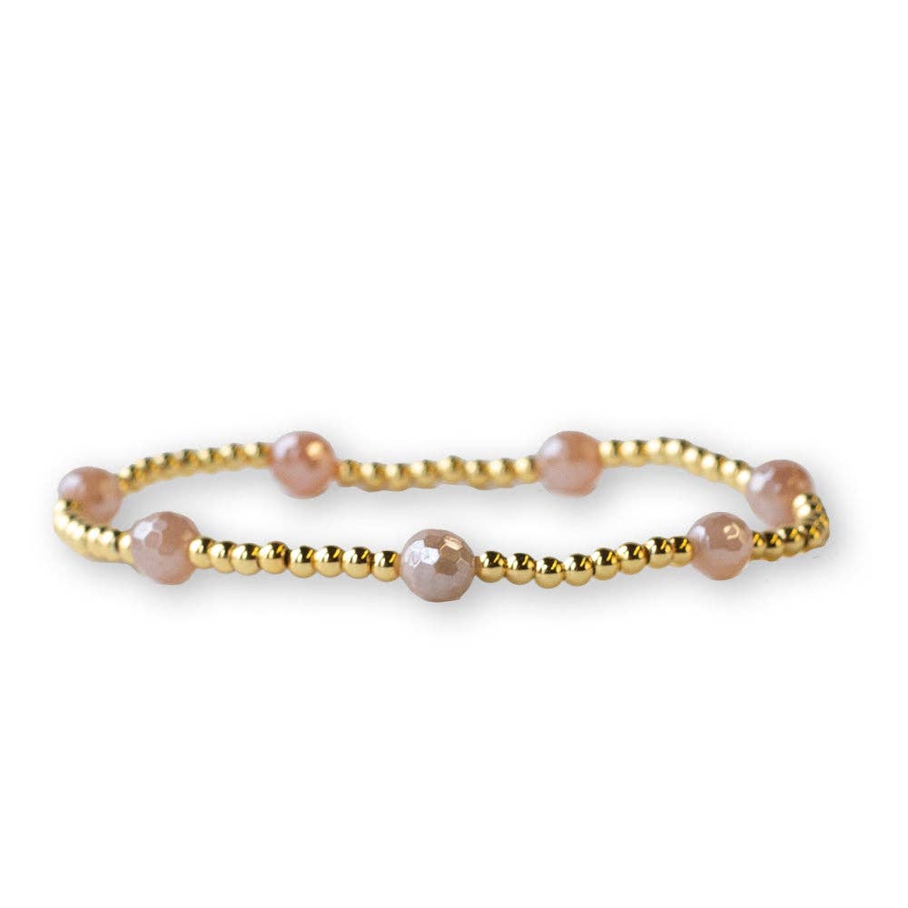 Gold Beaded Bracelets-Dot, Sunstone