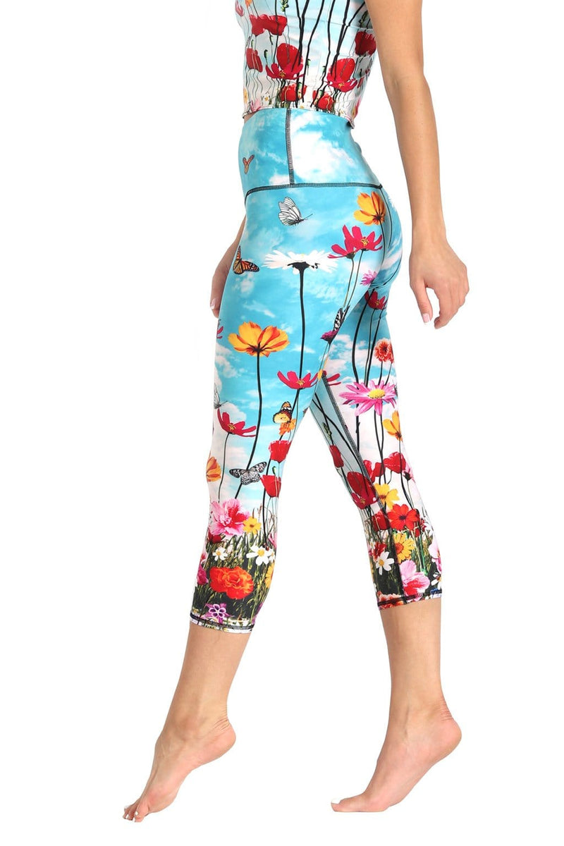 Flower Bomb Printed Yoga Crops