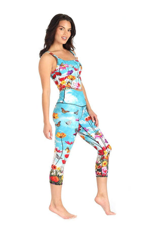 Flower Bomb Printed Yoga Crops