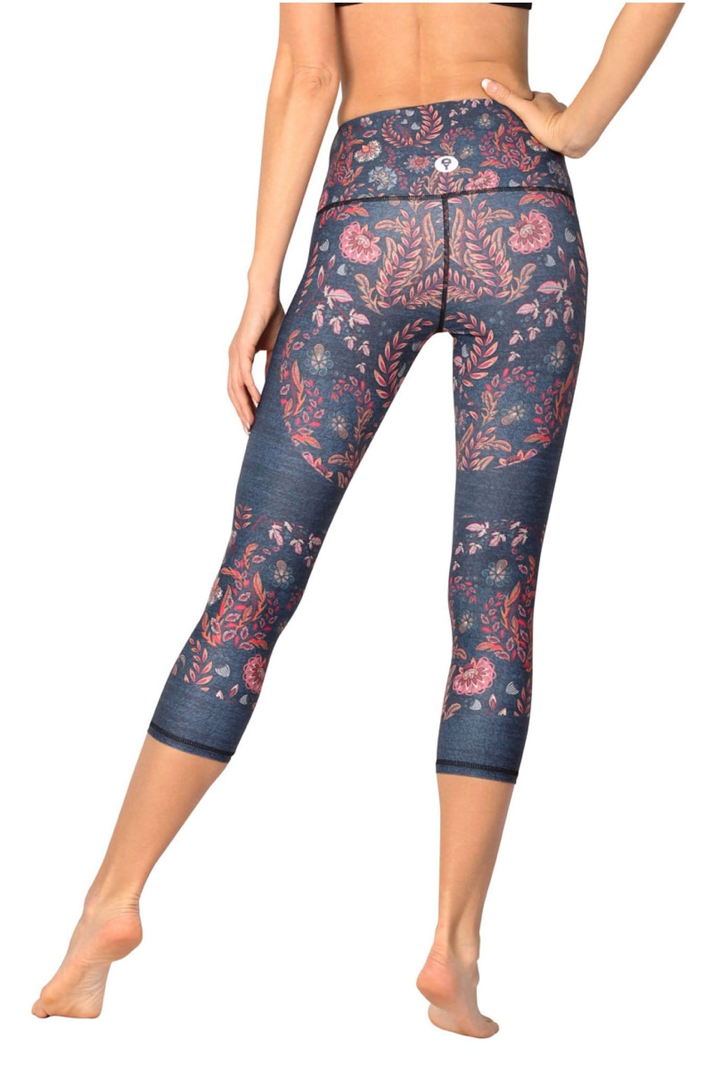 Festival Denim Printed Yoga Crops