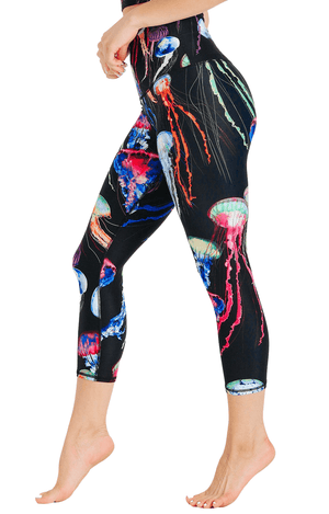 Electric Flow Printed Yoga Crops