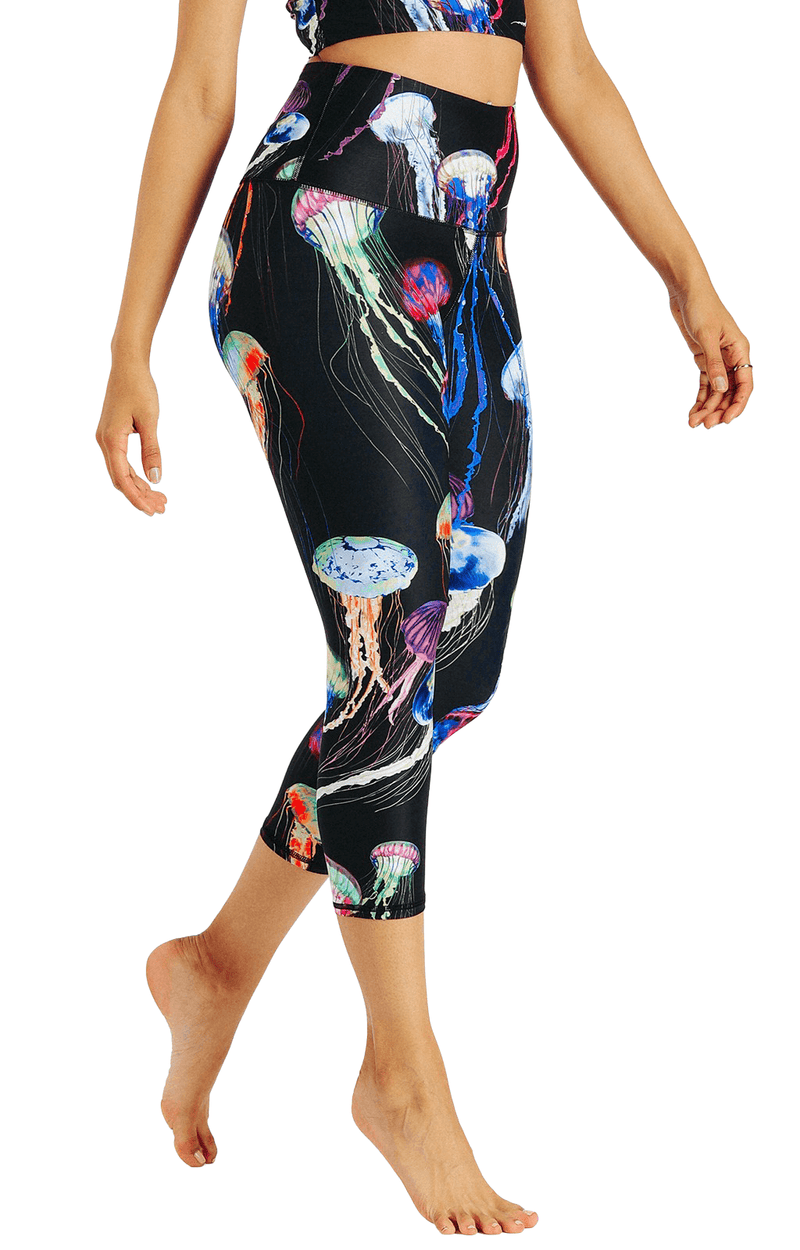 Electric Flow Printed Yoga Crops