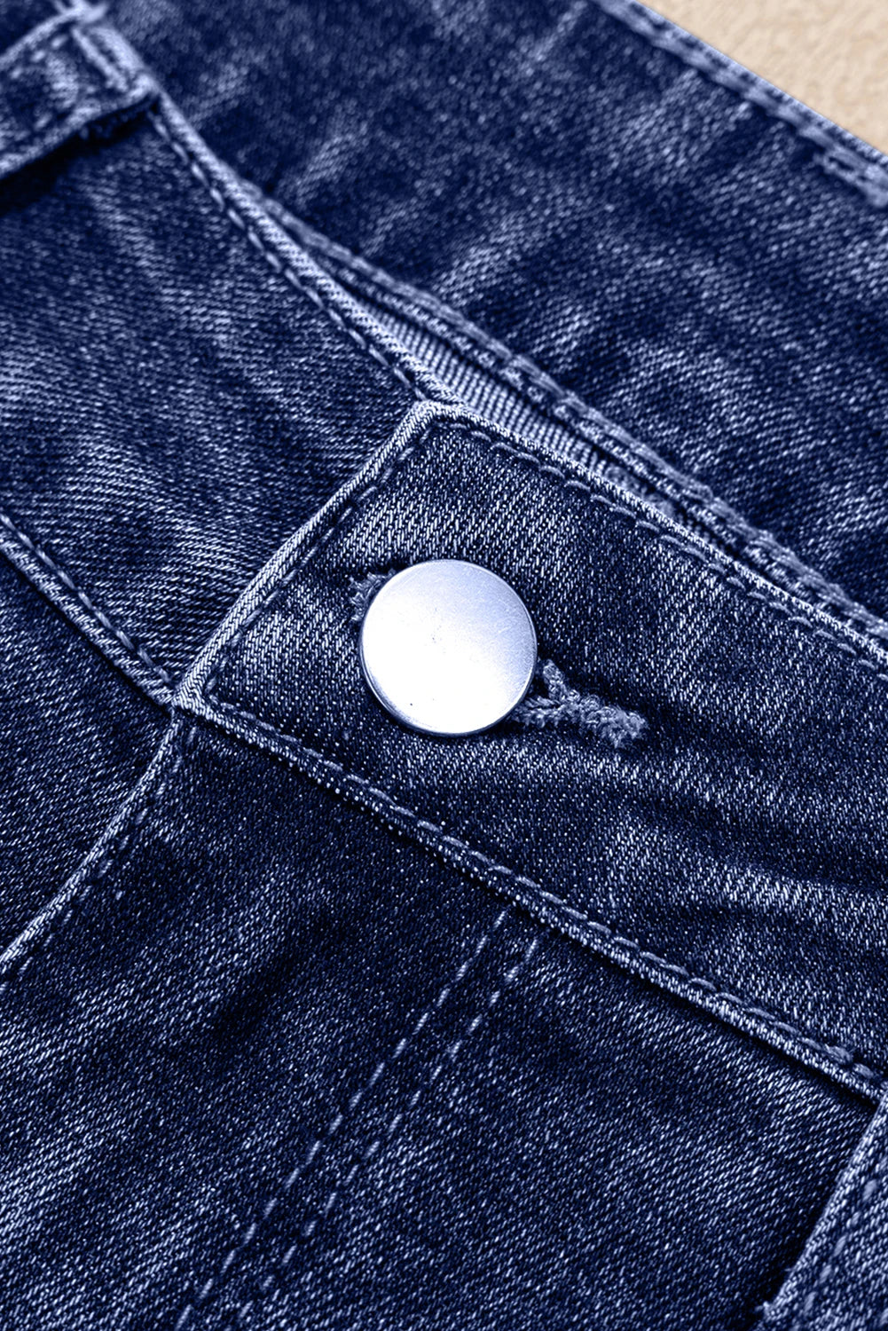 Sabrina - Folded Cuffs Distressed Straight High Waist Jeans