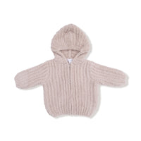 Chenille - Stone Hooded Jacket with Striped Texture