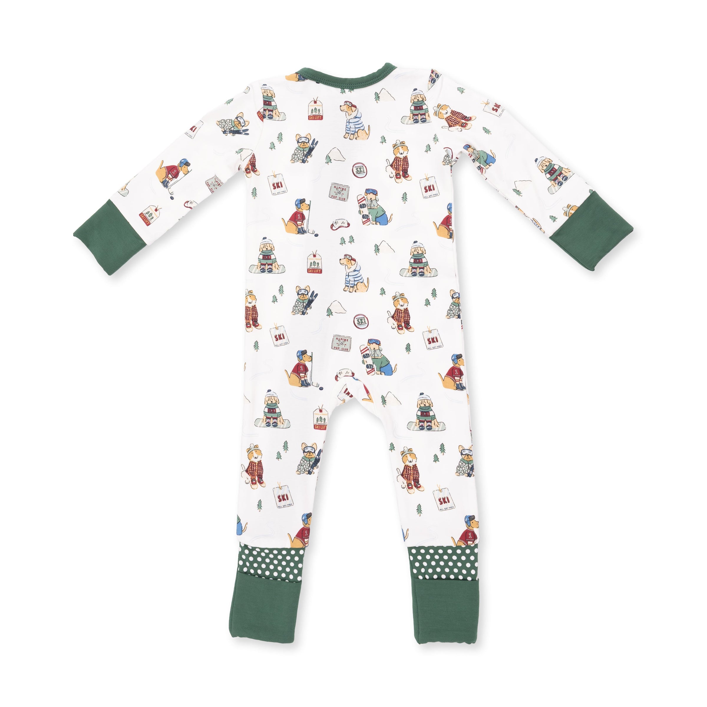 Winter Sports Dogs Green - Convertible Romper