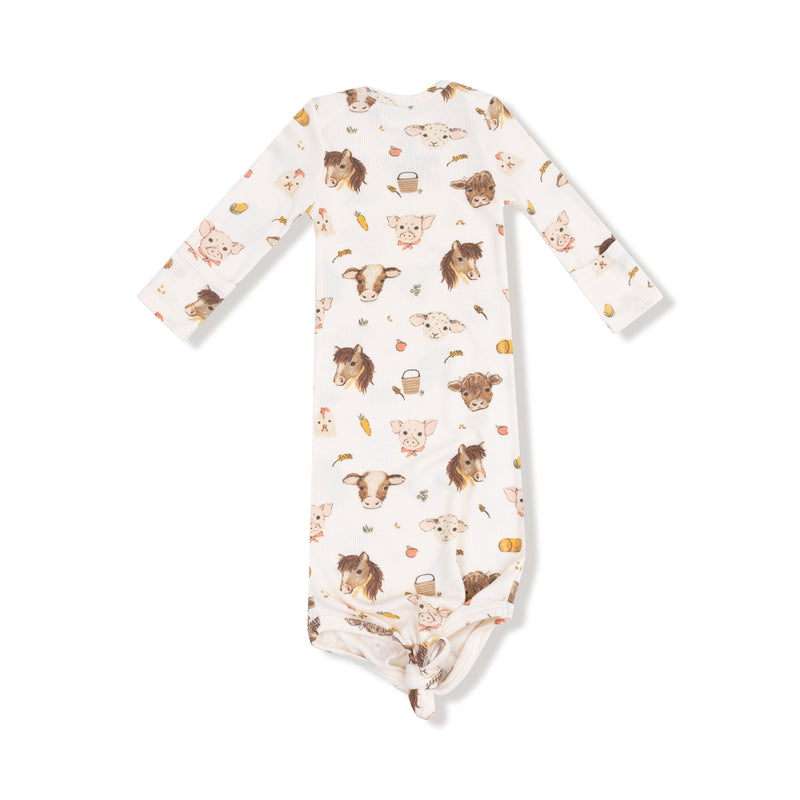 Vintage Baby Farm Animals - Knotted Gown
