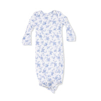 Baby Blue Vines Floral - Knotted Gown and Headband