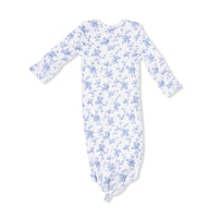 Baby Blue Vines Floral - Knotted Gown and Headband