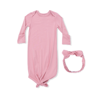 Solid Rose Elegance - Knotted Gown and Headband