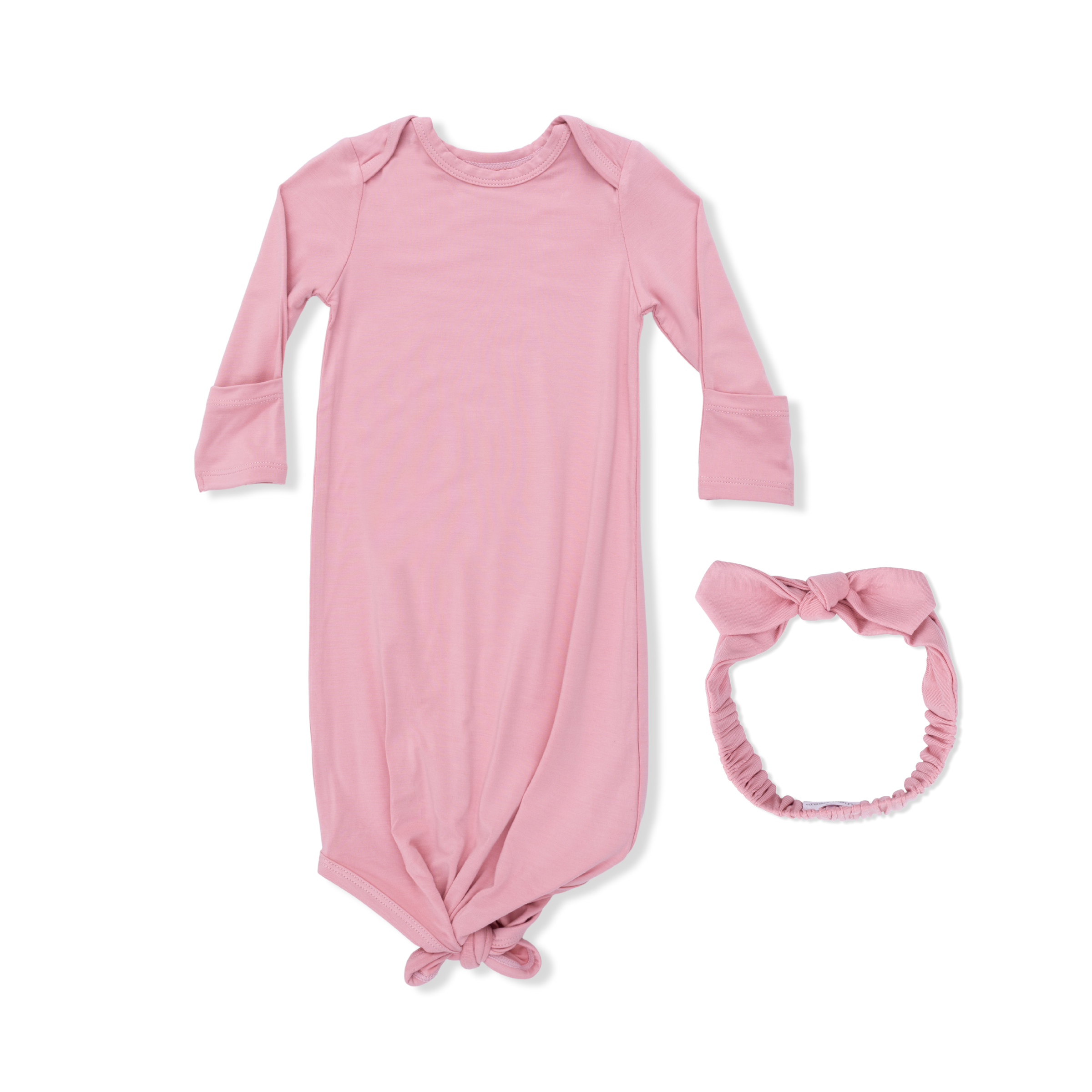 Solid Rose Elegance - Knotted Gown and Headband