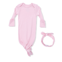Solid Romance Rose Rib - Knotted Gown and Headband