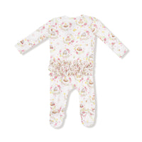 Floral Owl Families - 2 Way Ruffle Zipper Footie