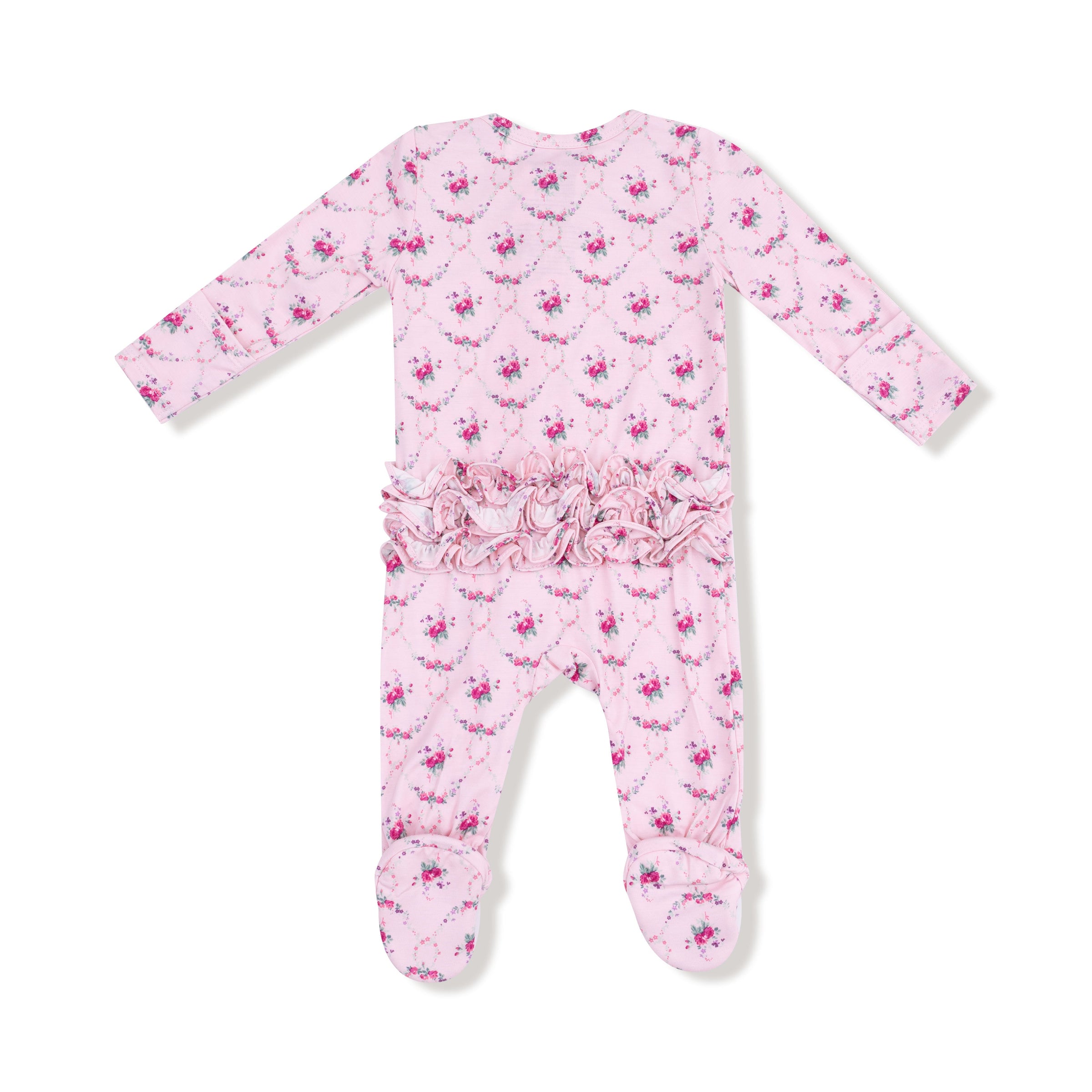 Rose Garden Trellis - 2 Way Ruffle Zipper Footie